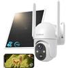 SEHMUA 24/7 AOV Telecamera con SIM 4G da Esterno con Pannello Solare, 2K PTZ Telecamera con Pannello Solare con Rilevamento AI, Batteria 10400mAh, Visione Notturna a Colori, Audio Bidirezionale, eSIM
