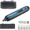 Dong Cheng DongCheng Mini avvitatore a batteria, 4 V, batteria agli ioni di litio da 2000 mAh, 3 coppie, max. 5 Nm, luce LED, 8 pezzi, punte in acciaio S2, ideali per fai da te e riparazioni