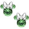 Disney Orecchini Minnie Mouse a Bottone con Pietra Portafortuna Disney da Bambine in Argento, Gioielli Disney, Impreziosito da Zirconia, Verde
