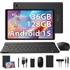 RUSHAR Tablet 10 Pollici Android 15 con 36GB RAM + 128GB ROM (1TB TF), 4G LTE+5G