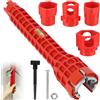 Aurobest 14 in 1 Chiave per Rubinetto, Strumento Installatore Rubinetti, Strumenti Installazione Sottolavello, Chiave Rubinetteria Multifunzionale per Lavandino, Tubo, Bagno, Cucina, Sanitaria, Lavabo (Rosso)