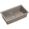 QUADRON Lavello in granito per cucina | Dimensioni 70 x 37 x 23,5 cm Morbido Tortora + Acciaio (Vasca Da Incasso) | LOGAN 110 Lavello a vasca singola | Lavello sottopiano Base per mobile da 80 cm