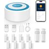 XNH Sistema di allarme domestico senza fili, 13 pezzi, 8 sensori per porta/finestra, 2 rilevatori di movimento, 2 telecomandi, supporta avvisi di app mobili, senza costi mensili, compatibile con Alexa