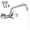 Leikurvo Rubinetto da cucina a parete, rubinetto da cucina, rubinetto da parete girevole a 360°, miscelatore da cucina, in acciaio inox, per lavello, bagno, opaco