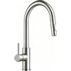 Xiqiggi Rubinetto da cucina, rubinetto con beccuccio estraibile, rubinetto ad alta pressione, rubinetto miscelatore, doppio getto, girevole a 360°, in acciaio inox