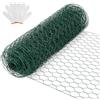 Fogmiea Rete metallica esagonale, larghezza 27 mm, rivestimento verde, lunghezza 10 m, altezza 100 cm, filo di coniglio zincato e filo di coniglio per giardino e animali, con guanti inclusi