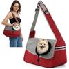ALLSOPETS Borsa Cane Taglia Piccola, Marsupio Cani, Rosso Vino | Borsa Tracolla per Cani e Gatti Traspirante con Tasca Laterale e Tracolla Regolabile, Trasportino Morbido per Viaggi e Uscite