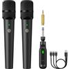 TONOR Microfoni Dinamici Wireless Ricaricabili, Sistema Microfoni Doppi Portatil