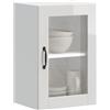 Generico Pensile da Cucina Bianco Lucido con Porta in Vetro, Mobile Sospeso a Parete in Truciolato, Credenza Cucina 40x31x60 cm, Capacità 60 kg, Armadietto Porto