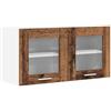 Roanoer Armadietto da cucina sospeso in legno antico e bianco, mobile da cucina moderno, 80 x 31 x 40 cm, in legno, armadio da parete con 2 ante per riporre oggetti e organizzare la cucina