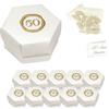 Ingrosso e Risparmio Bomboniere Anniversario Set 10 Scatoline Portaconfetti Esagono con Numero 50 Oro Bigliettini Personalizzabili Bustine Confetti Bianco al CioccolatoNozze 50 Anni Sposi Fai da Te