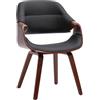 CLP Sedia da pranzo imbottita con braccioli Maira, design ergonomico effetto noce, sedia cucina fino a 150 kg Colore:noce/nero;Materiale:Ecopelle