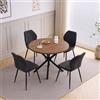 GrandCA HOME Set Tavolo e Sedie da Pranzo, Tavolo da Pranzo Rotondo da 100 CM e 4 Sedie Moderne in Lino, per Sala da Pranzo, Cucina, Soggiorno, Buio + Nero