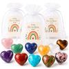 Milaboo Set di 12 pietre a forma di cuore confezionate per te, cuori in pietra naturale colorata, con biglietto e sacchetto in organza, piccole pietre portafortuna da regalare e da collezionare (set