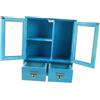 VILLFUL Vetrinetta da Parete Vintage in Legno Blu, Armadietto Doppie Porte, Capienza Ampia, Facile da Installare per Soggiorno e Cucina
