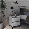 ZQQLVOO Comodino industriale grigio cemento, 40 x 35 x 50 cm, con due cassetti e quattro gambe in metallo in legno, robusto tavolino con molto spazio, facile da pulire