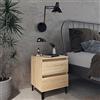 ZQQLVOO Comodino in rovere Sonoma, 40 x 35 x 50 cm, in legno con due cassetti e quattro gambe in metallo, per fascino industriale e robusta stabilità, molto spazio, leggero