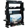 Boltmol Scaffale da scrivania a 2 ripiani con supporto per monitor, nero, 80 cm, organizer da scrivania con pannello forato, libreria per casa, ufficio o dormitorio