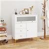 RELAX4LIFE Cassettiera Camera da Letto con 3 Cassetti, Credenza per Cucina con Vetrina Ribaltabile, Mobiletto per Ingeresso Corridoio Ufficio Camera da Letto Soggiorno, 80 x 40 x 95,5 cm
