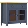 vidaXL Legno Massello di Pino Credenza Hill Madia Mobile Armadietto Armadio Mobiletto Alto Portaoggetti Cassa Cassapanca Grigia 90x40x80 cm