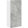 Roanoer Armadietto pensile moderno da cucina, grigio cemento e bianco, 50 x 31 x 100 cm, mobile da parete in legno con anta, mobile superiore per cucina e soggiorno, salvaspazio