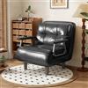 Fabulcozy Divano letto singolo in finta poltrona convertibile smontabile in pelle, cuscino morbido, grande comfort per soggiorno e ufficio(grigio chiaro)