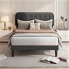 Blishom Letto Imbottito 120 x 200 cm, Struttura Letto Matrimoniale con Testiera Imbottita Regolabile, Doghe in Legno, Piattaforma Robusta,Moderno,Grigio