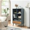 [en.casa] Libreria con Cassetto e Ripiani Scaffale da Terra con 5 Vani Aperti Mobile Contenitore Espositore 120x70x40 cm per Soggiorno Camera da Letto Studio - Grigio/Effetto Rovere