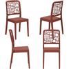 REDÒKASA Set 4 sedie in polipropilene MEDEA, MADE IN ITALY, impilabile, idrorepellente, resistenza raggi UV, design moderno per sala da pranzo, cucina, bar, ristoranti, giardino (Rosso Mattone, 4)