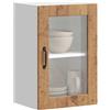 Generico Pensile da Cucina con Porta in Vetro, Mobile Sospeso in Truciolato, Armadietto Pensile Porto Legno Antico 40x31x60 cm, Capacità 60 kg