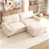 DACHETOU Divano angolare modulare Cloud-Sectional, confortevole, per soggiorno, design con seduta profonda, oversize, con poggiapiedi mobile, schienale alto, beige, 216 x 82 x 77 cm (L x A x P)