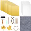 OLYCRAFT 20pz Fogli Metallizzati per Artigianato 30x20cm Kit Artistico per Sbalzo su Metallo Fogli di Lamina Dorata con Strumenti per Goffratura Tampone per Calligrafia Fai da Te Pittura Rilievo