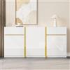 DACHETOU Mobile moderno con tre ante e due cassetti, adatto per soggiorno, sala da pranzo e ingresso, 160 x 40 x 78 cm, bianco
