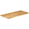 Keeushr Piano da tavolo in legno di mango massiccio con bordo albero, 120 x 60 x 2,5 cm, bordo naturale rustico, piano di ricambio versatile per casa o commerciale, facile da pulire