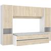 DEKIT GRUPO RIMOBEL KWAI - Letto a ponte con doppio letto da 90x190, armadio e contenitore - BIANCO/NATURALE - 203 x 303 x 97