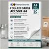 StampaGenerale® Carta Adesiva A4 Bianca Naturale per Etichette, Fogli Autoadesivi Stampabili Inkjet e Laser, Intera per Etichettatura Prodotti, Ufficio e Fai da Te - Antinceppamento (50)