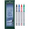 Faber-Castell Penna roller a inchiostro 0, punta da 0,7 mm, confezione regalo con busta, cancelleria per ufficio, lavoro, casa, ecc. - Confezione da 4 (Misto)