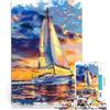 AITEXI Puzzle da 1000 pezzi per adulti Tramonto in barca a vela Per il divertimento in famiglia Ogni pezzo è unico - Gioco divertente e stimolante per tutta la famiglia 75x50cm