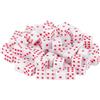 QUARKZMAN 50Pcs Mini Dadi, 8mm/0.31 Dadi Piccoli In Acrilico A Sei Facce Con Punti Per Giochi Da Tavolo Party E Attività, Bianco/Rosso