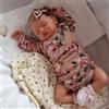 LKBOBIR Bambola Reborns Neonata Addormentata, Rosa con Stampa Floreale 50 cm, Tessuto Morbido e Realistico Bambole Reborn Femmine, 20 Pollici Bambola Realistica Rinato con Accessori dai 3 Anni in su