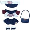 niannyyhouse Vestiti vuoti per bambole di peluche, 20 cm, cappello, t-shirt, pantaloni, scarpe, zaino, abbigliamento per la scuola da 20,3 cm