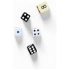 DELALO Set di dadi backgammon - 5 dadi di precisione (16 mm, 12 mm) - nero, bianco, avorio - esaedro plastica - tema pip