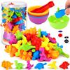 MZJAUVF Giochi Montessori 2 3 4 Anni,48 Pezzi Conteggio degli Dinosauro con Ciotola, Pinzette, Ordinamento dei Colori Giocattoli Matematici, Giocattoli Educativi Regalo per Bambini