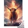 NIIBWSNWZZTWL Mucca Highland Longhorn Puzzle 1000 Pezzi Carta per Adulti Scena Natura Montagna Rilassante Famiglia Regalo Decorazione Casa 38x26cm/1000pcs
