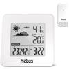Mebus Stazione meteo radiocontrollata con sensore esterno, termometro/igrometro (interno/esterno), indicatore di benessere, clima ambiente, sveglia, bianco, 40913