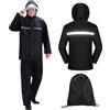 WUERKIYA Giacca Antipioggia Lunga da Uomo Impermeabile Traspirante con Cappuccio Impermeabile Ripiegabile, Riutilizzabile Unisex per Zaino in Spalla Campeggio All'Aperto, Taglia Unica