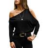 TANXM T-Shirt Manica Lunga in Cotone da Donna Monospalla