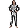 Spooktacular Creations Costume da scheletro per adulti, tuta da uomo, pigiama con cerniera, tuta con cappuccio per Halloween, nero, Medium