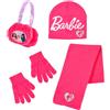 Barbie Cappello, Sciarpa, Guanti e Paraorecchie per Ragazze, Berretto Invernale per Bambina Design Scintillante, Regalo per Bambine