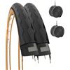ECOVELO 2 COPERTONI 700 X 28 C + CAMERE PNEUMATICI STRADALI IN GOMMA BICI CITY BIKE FIXED CORSA 28 X 1 5/8 X 1 1/8
